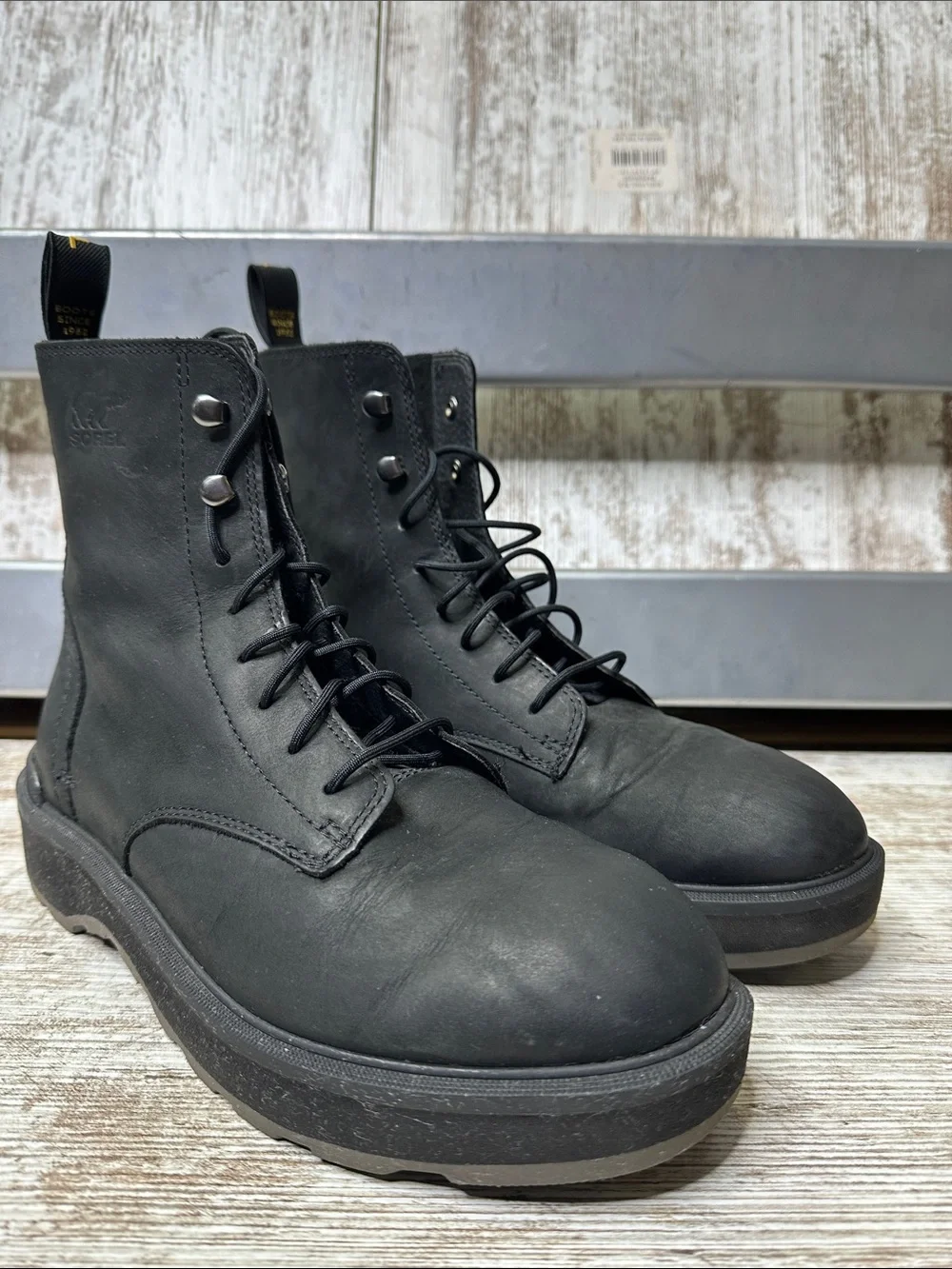 Sorel Black Hi-Line Waterproof Lace-Up Boot Sz 9